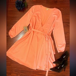 GIANNI BINI: Silky Peach Wrap Dress